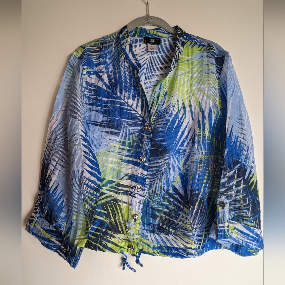 Lark Lane Sheer Laser Cut Summer Shacket   Size 18